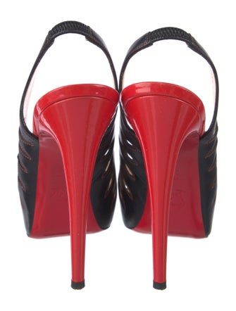 Christian Louboutin Leather Cutout Accent Slingback Pumps