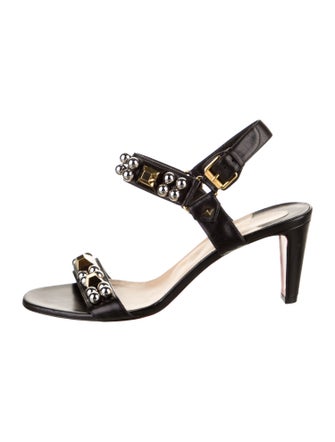 Christian Louboutin Leather Studded Accents Slingback Sandals