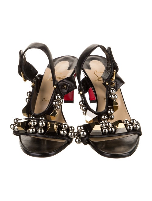 Christian Louboutin Leather Studded Accents Slingback Sandals