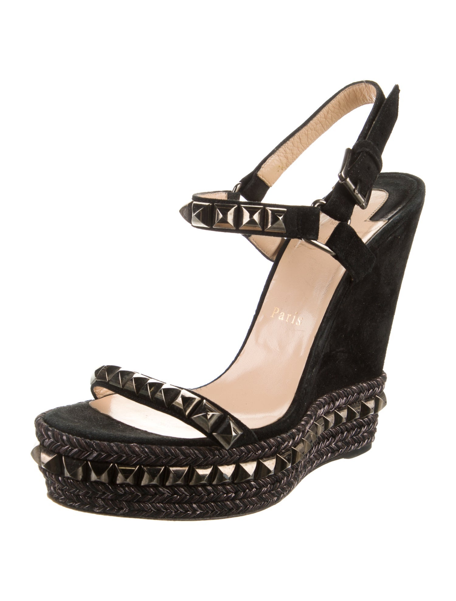 Christian Louboutin Suede Studded Accents Espadrilles