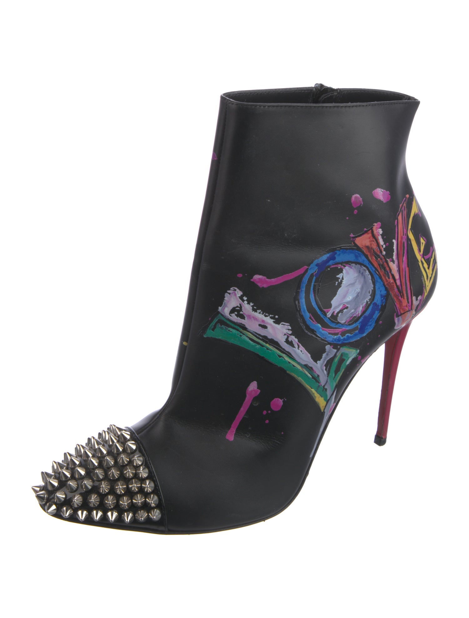 Christian Louboutin Spike Accents Leather Boots