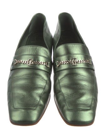 Christian Louboutin Leather Chain-Link Accents Loafers