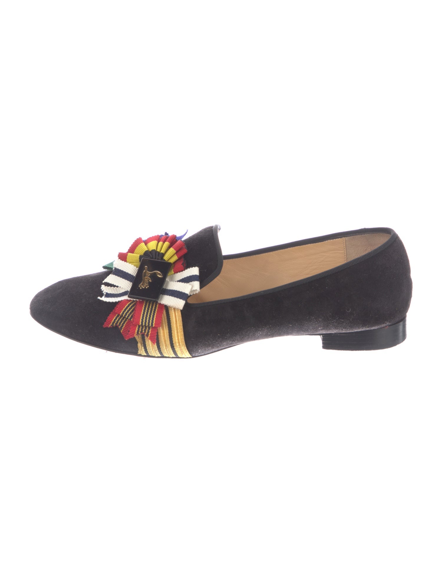 Christian Louboutin Suede Floral Print Loafers