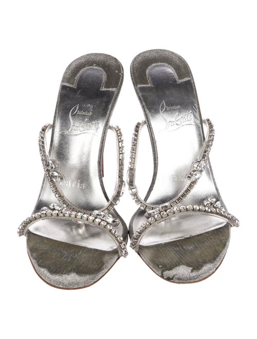 Christian Louboutin Glitter Crystal Embellishments Slides