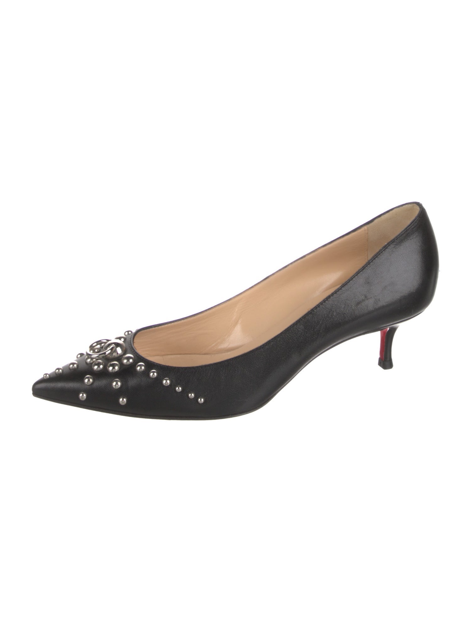 Christian Louboutin Leather Studded Accents Pumps