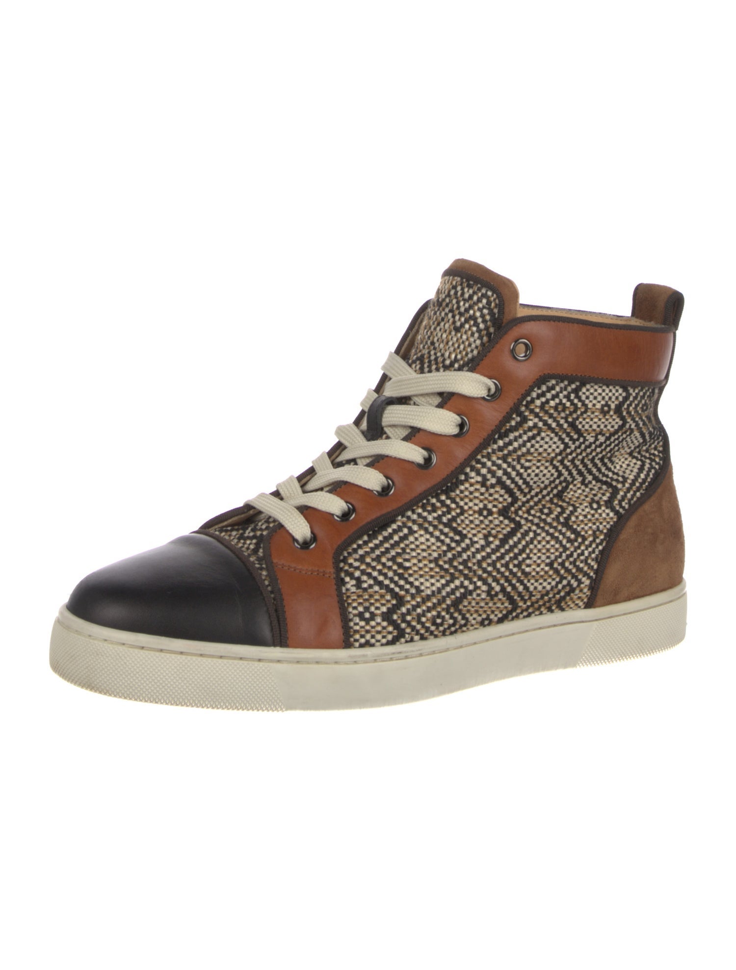 Christian Louboutin Leather Colorblock Pattern Sneakers