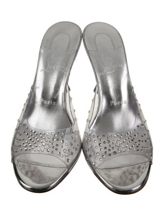 Christian Louboutin PVC Crystal Embellishments Slides