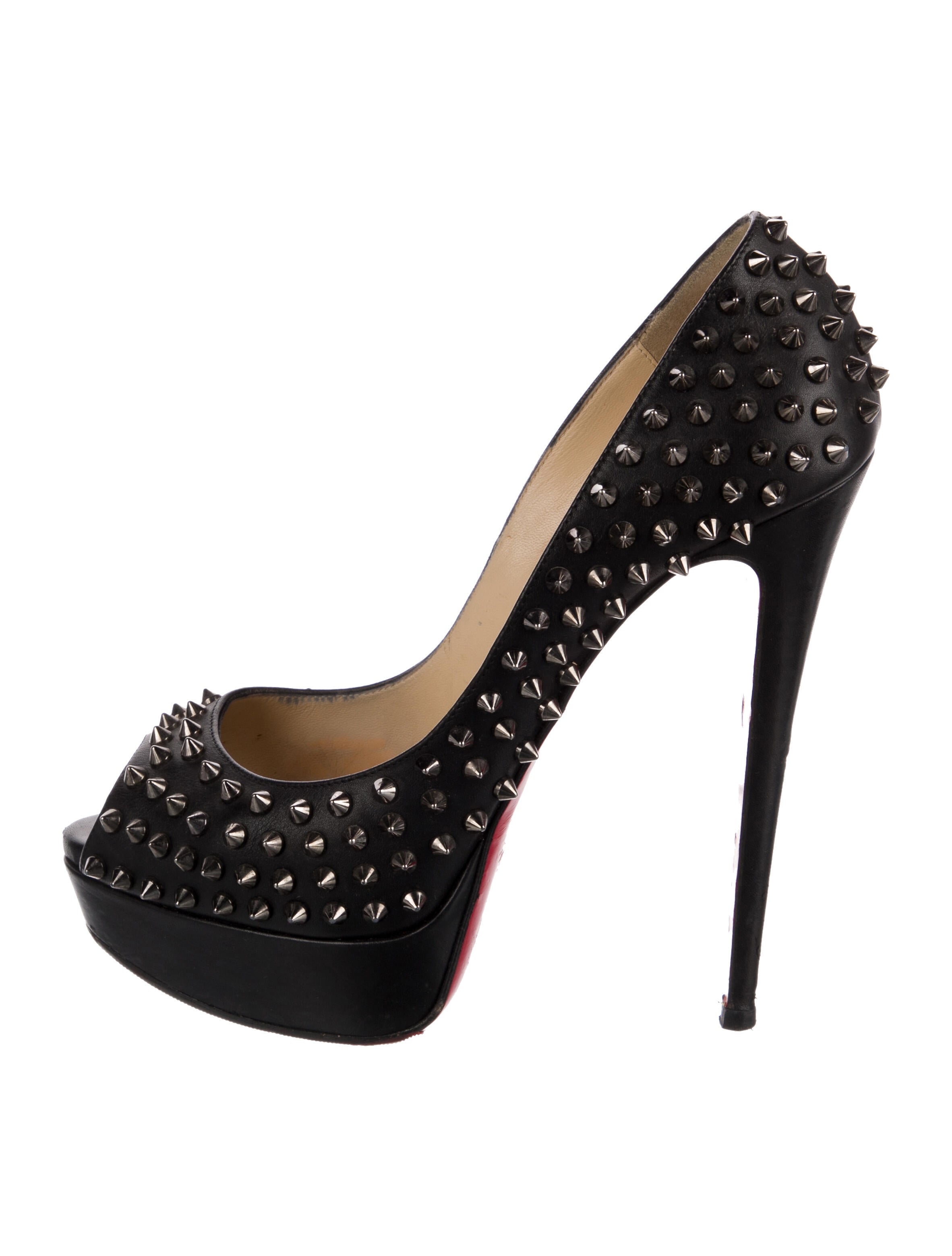 Christian Louboutin Spike Accents Leather Pumps