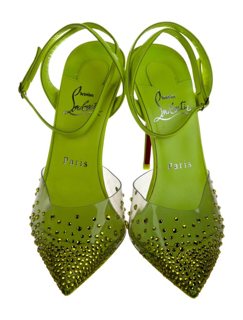 Christian Louboutin Patent Leather Crystal Embellishments Slingback Pumps