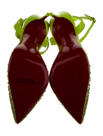 Christian Louboutin Patent Leather Crystal Embellishments Slingback Pumps