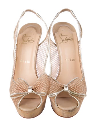 Christian Louboutin Mesh Bow Accents Slingback Pumps
