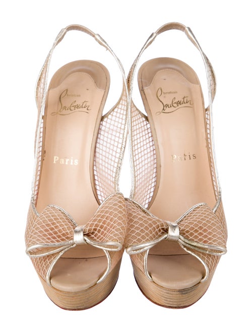Christian Louboutin Mesh Bow Accents Slingback Pumps