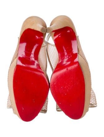Christian Louboutin Mesh Bow Accents Slingback Pumps