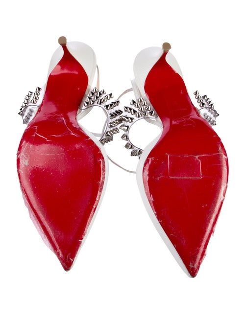 Christian Louboutin Embossed Leather Studded Accents Slingback Pumps