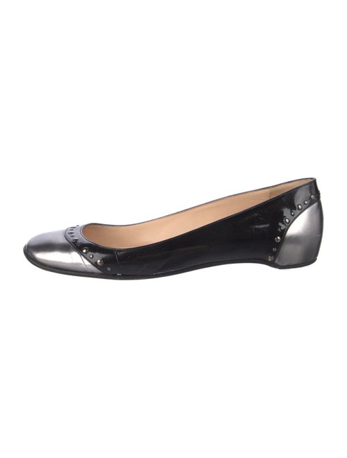 Christian Louboutin Patent Leather Studded Accents Ballet Flats