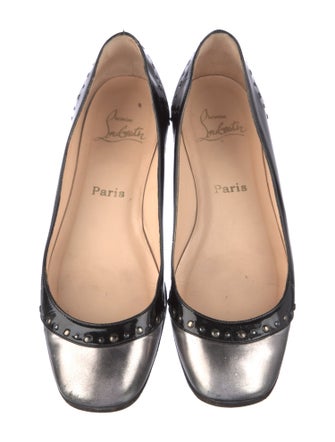 Christian Louboutin Patent Leather Studded Accents Ballet Flats