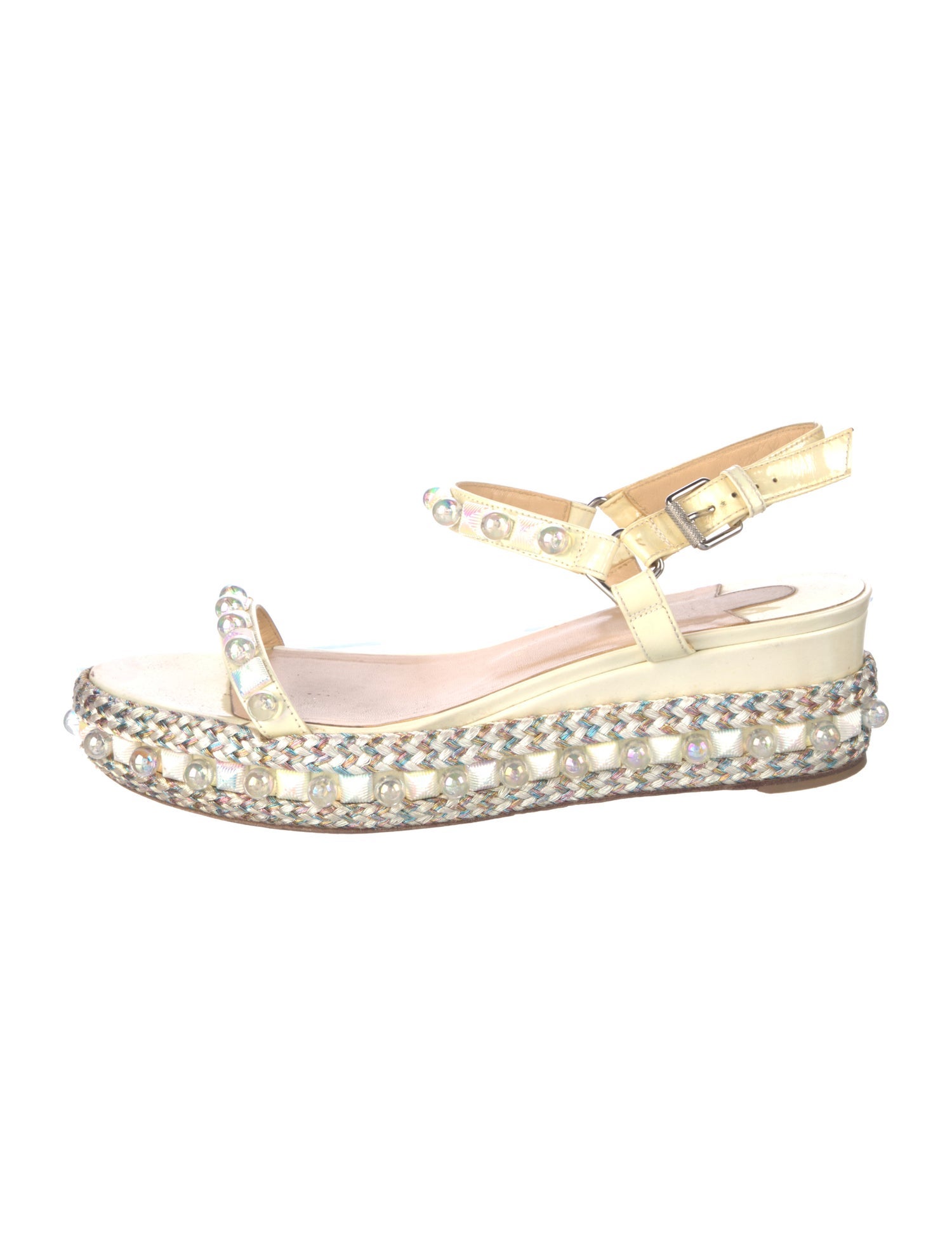 Christian Louboutin Patent Leather Studded Accents Sandals