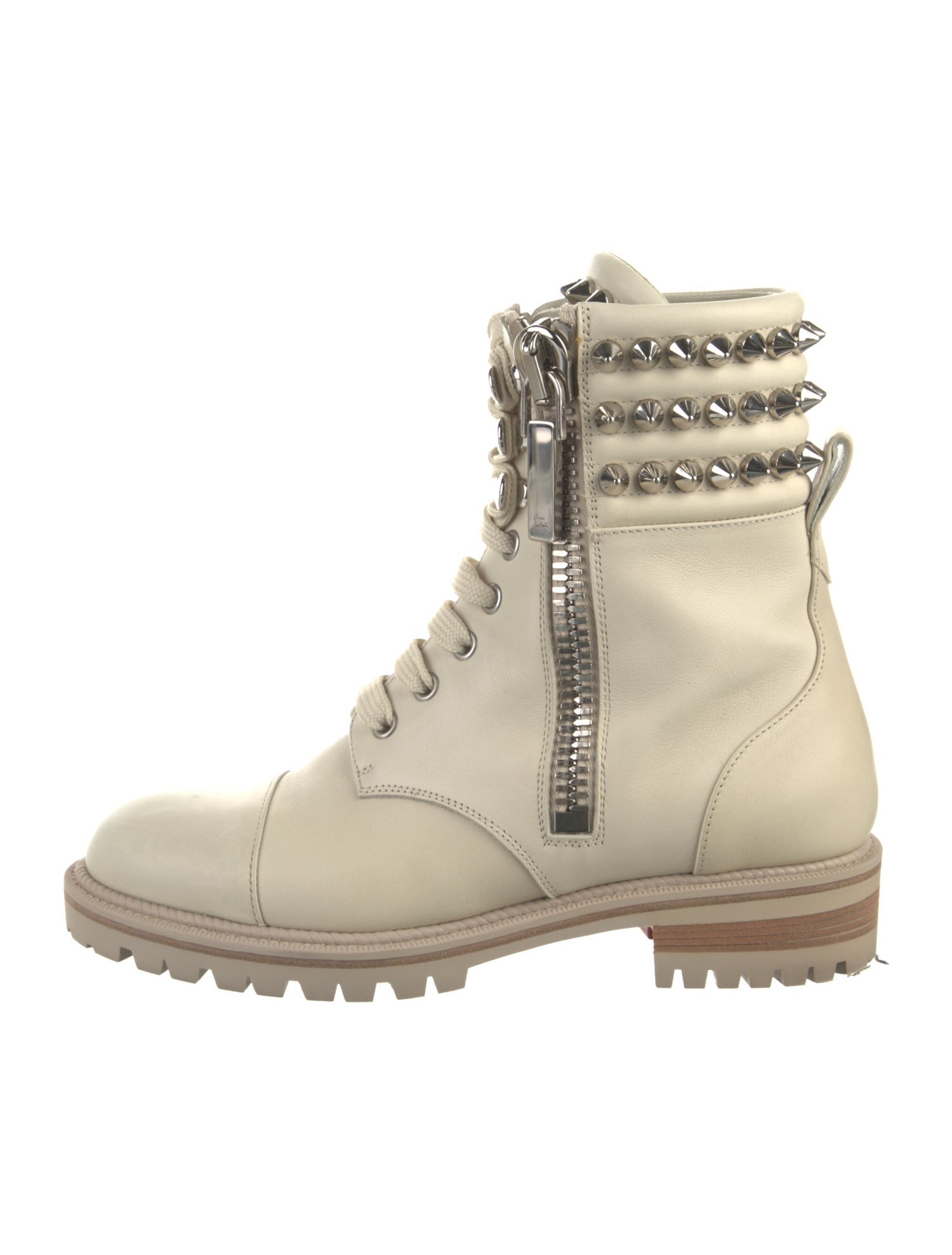 Christian Louboutin Spike Accents Leather Combat Boots
