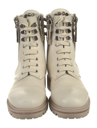 Christian Louboutin Spike Accents Leather Combat Boots