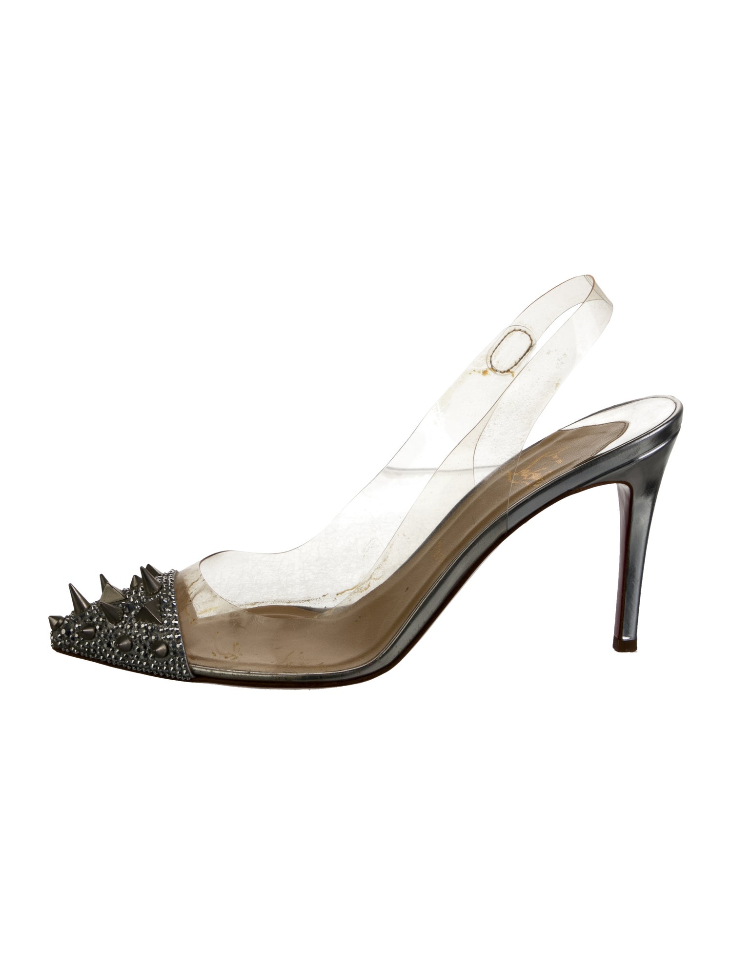 Christian Louboutin Spike Accents PVC Slingback Pumps