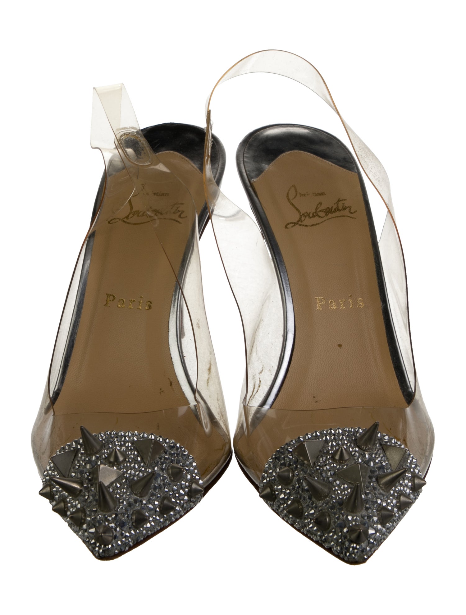 Christian Louboutin Spike Accents PVC Slingback Pumps