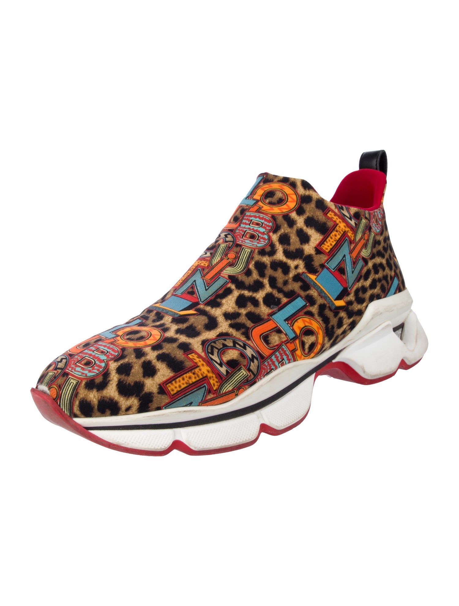 Christian Louboutin Neoprene Animal Print Chunky Sneakers