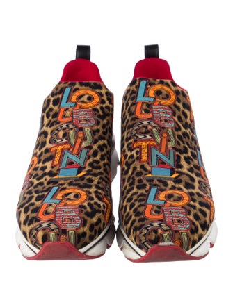 Christian Louboutin Neoprene Animal Print Chunky Sneakers