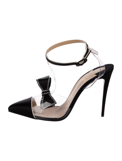 Christian Louboutin Satin Crystal Embellishments T-Strap Pumps