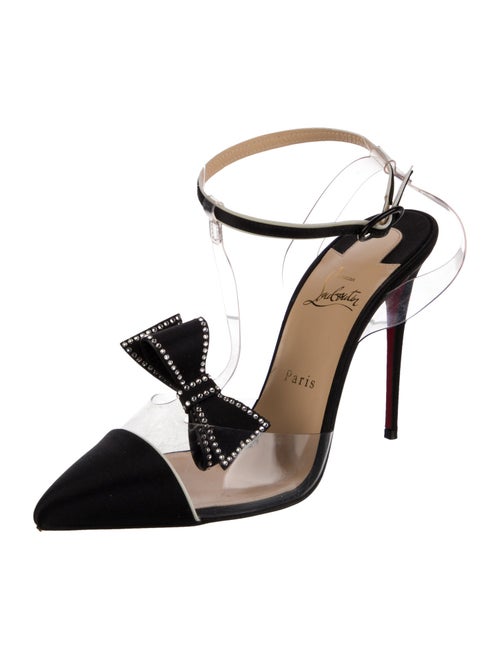 Christian Louboutin Satin Crystal Embellishments T-Strap Pumps