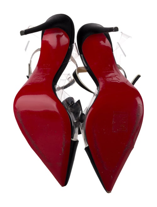 Christian Louboutin Satin Crystal Embellishments T-Strap Pumps