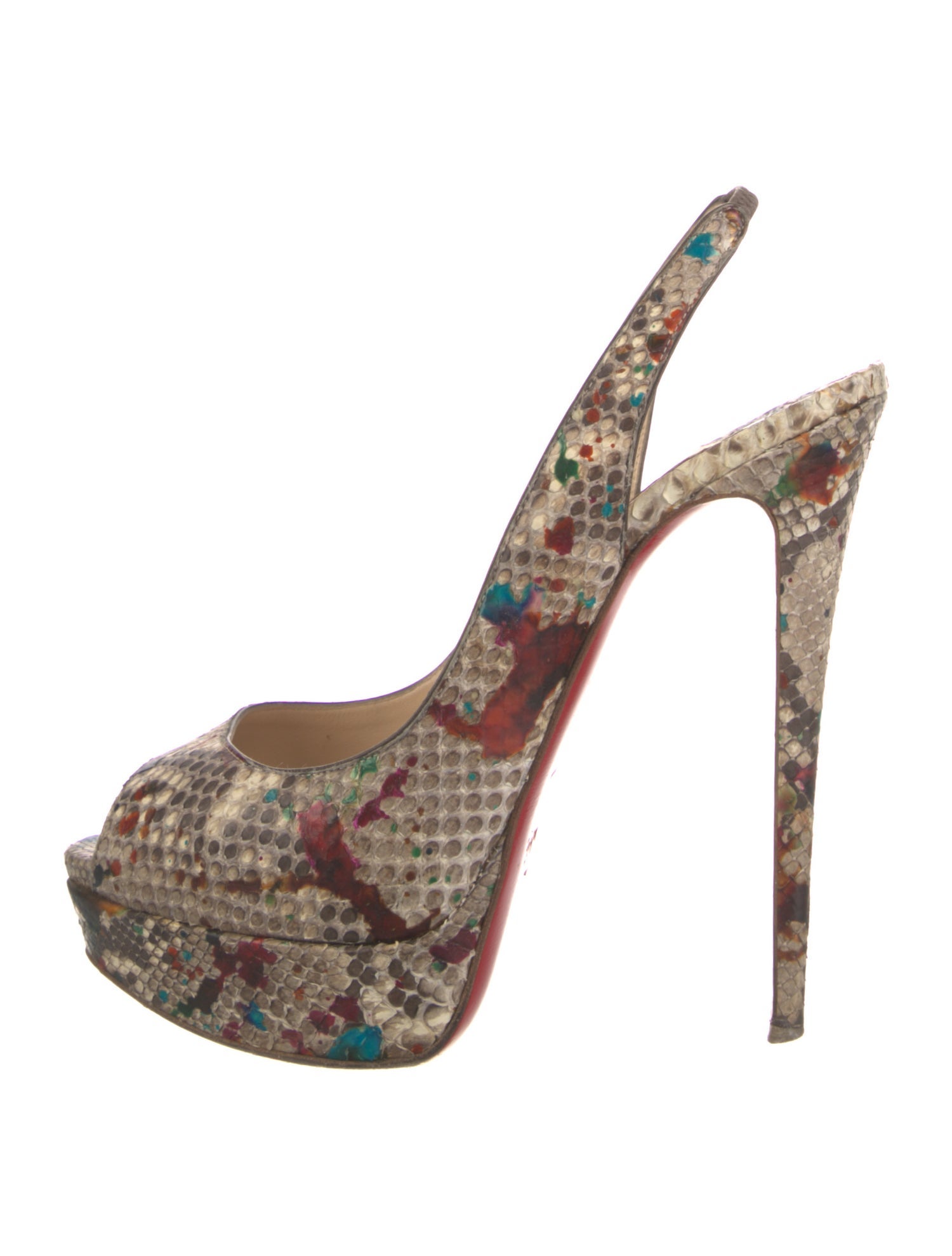 Christian Louboutin Snakeskin Animal Print Slingback Pumps