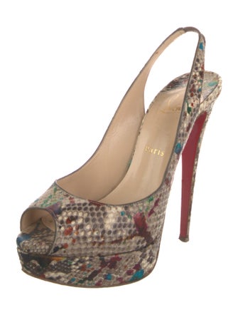 Christian Louboutin Snakeskin Animal Print Slingback Pumps