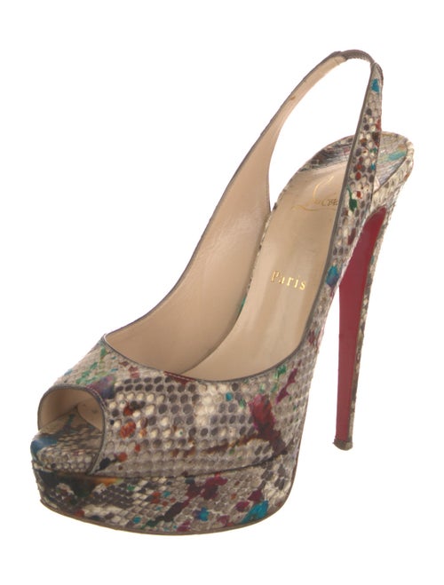 Christian Louboutin Snakeskin Animal Print Slingback Pumps