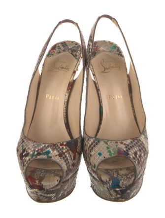 Christian Louboutin Snakeskin Animal Print Slingback Pumps
