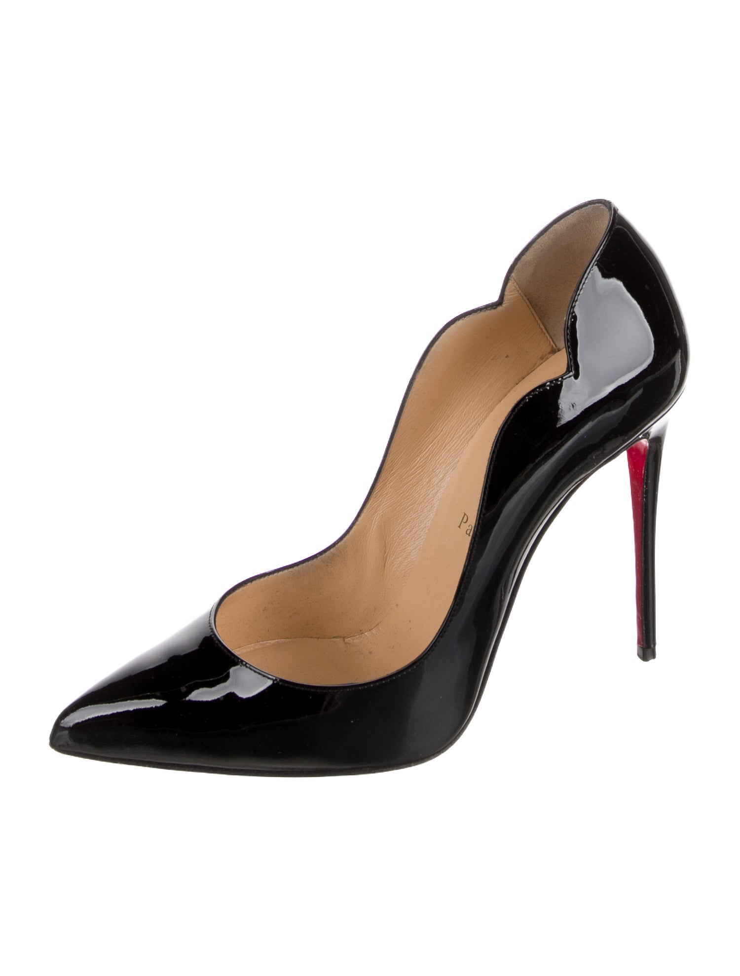 Christian Louboutin Patent Leather Scalloped Accent Pumps