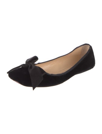 Christian Louboutin Velvet Bow Accents Ballet Flats
