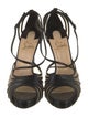 Christian Louboutin Leather Mesh Accents T-Strap Pumps