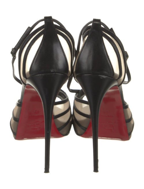 Christian Louboutin Leather Mesh Accents T-Strap Pumps