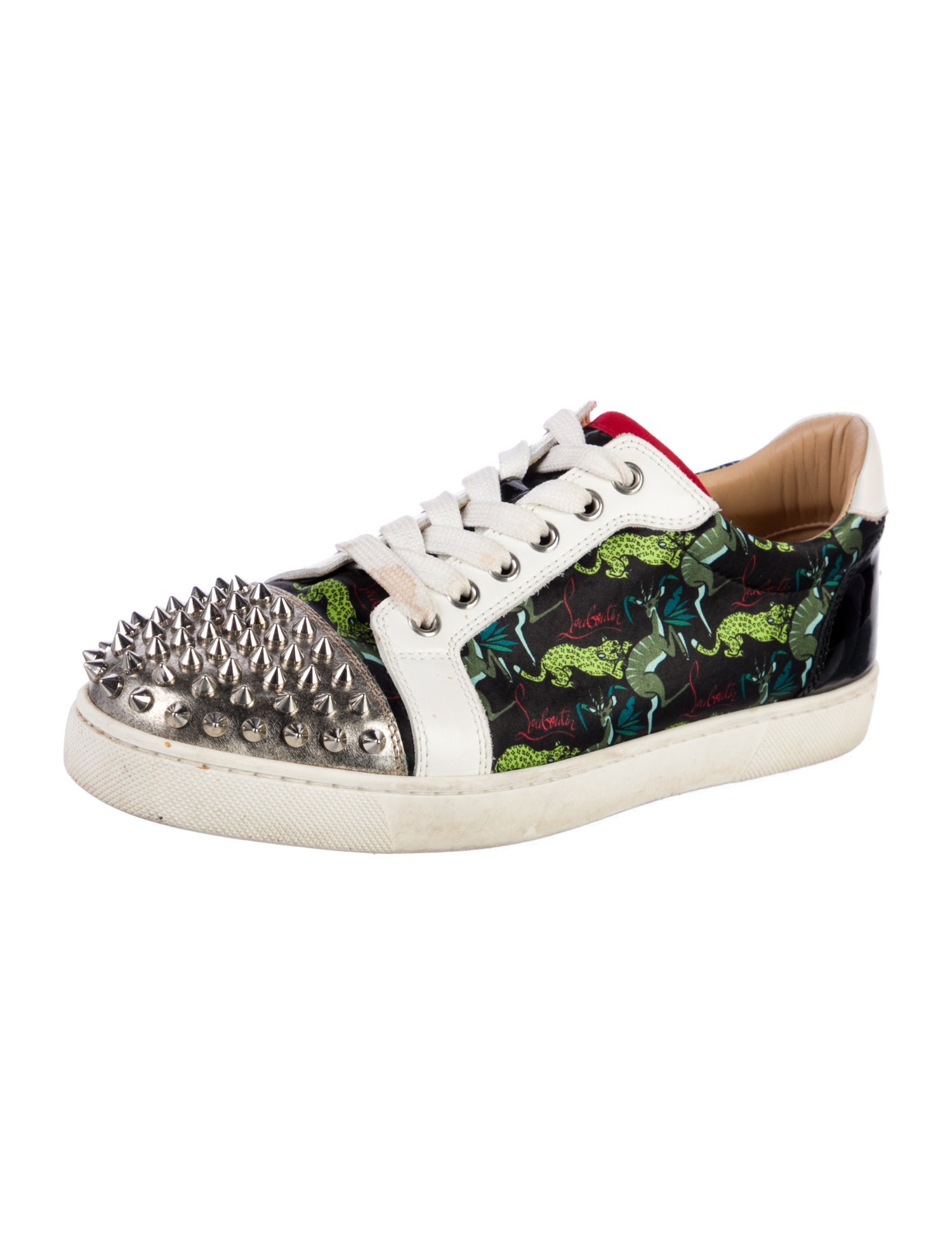 Christian Louboutin Spike Accents Printed Sneakers