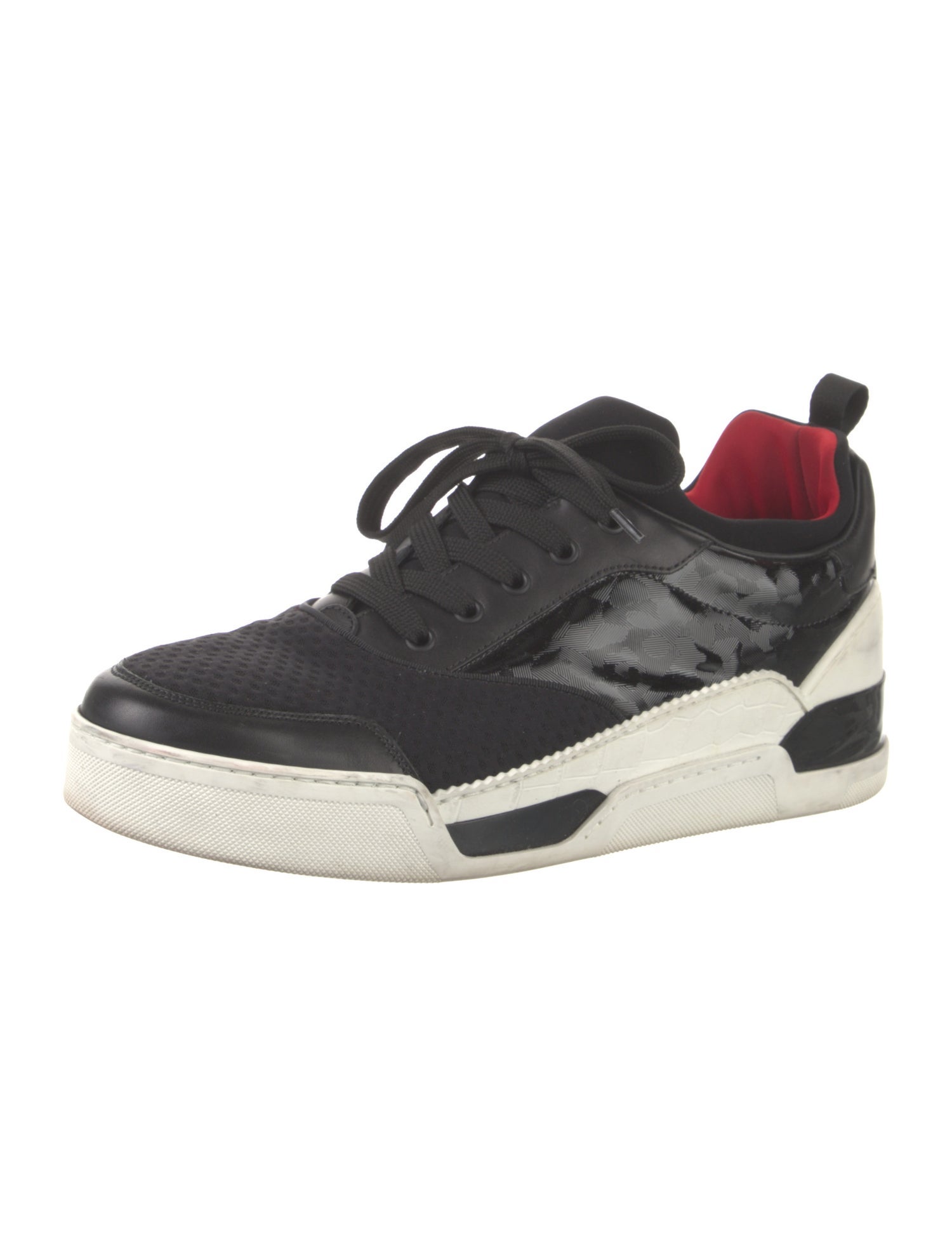 Christian Louboutin Leather Colorblock Pattern Sneakers