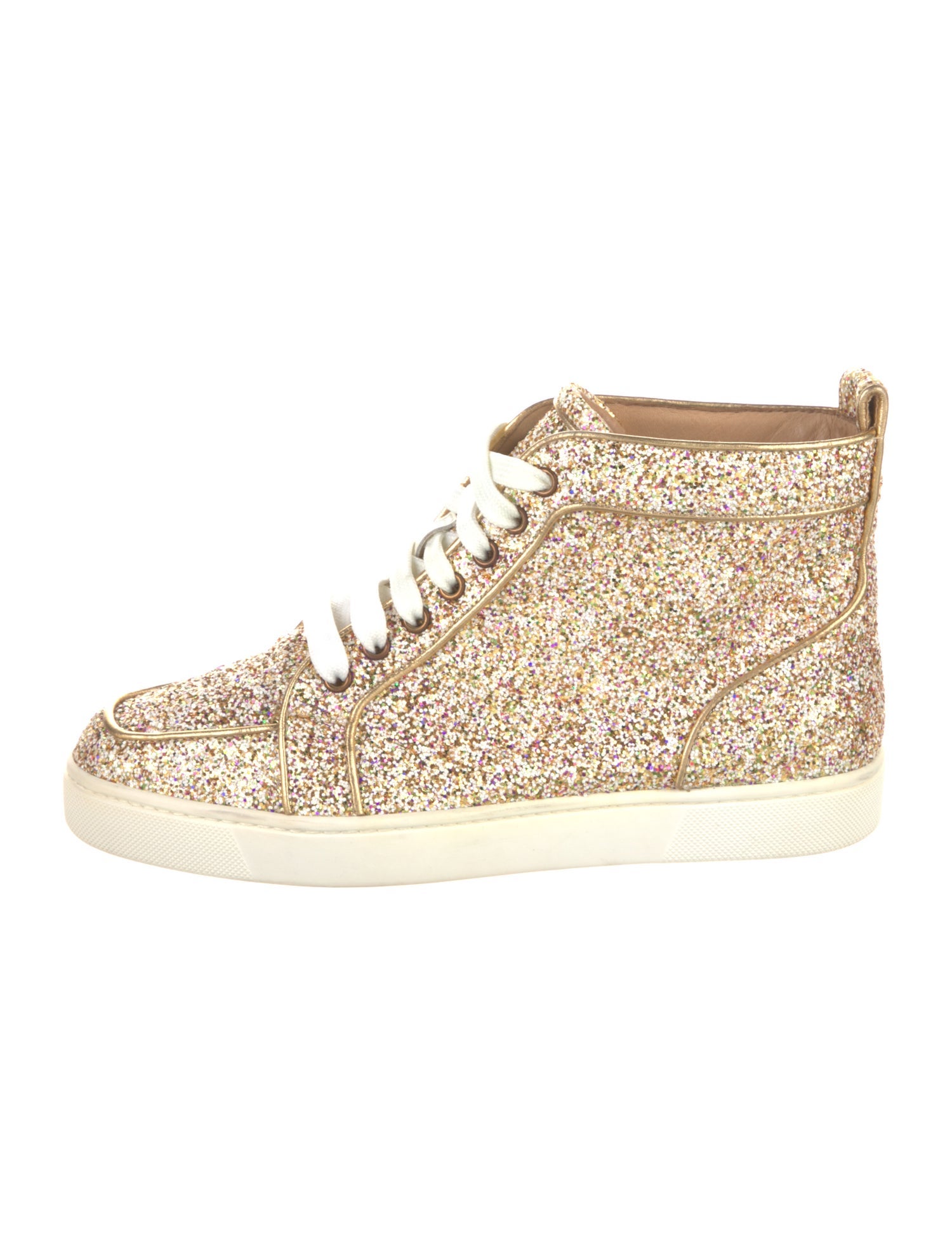 Christian Louboutin Glitter Leather Trim Embellishment Sneakers