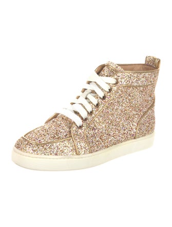 Christian Louboutin Glitter Leather Trim Embellishment Sneakers