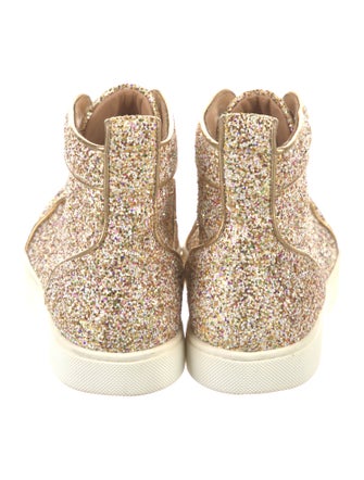 Christian Louboutin Glitter Leather Trim Embellishment Sneakers