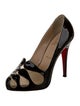 Christian Louboutin Patent Leather Mesh Accents Pumps