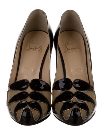 Christian Louboutin Patent Leather Mesh Accents Pumps