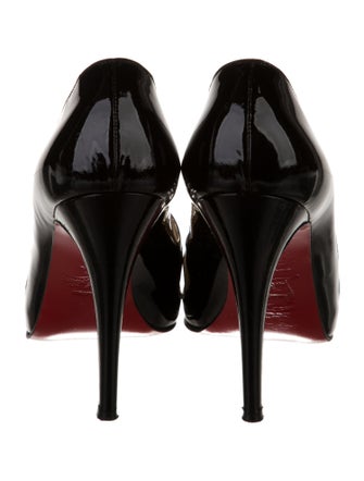 Christian Louboutin Patent Leather Mesh Accents Pumps