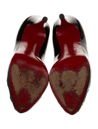 Christian Louboutin Patent Leather Mesh Accents Pumps
