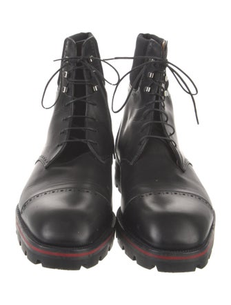 Christian Louboutin Leather Lasercut Accents Lace-Up Boots