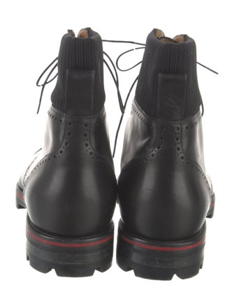 Christian Louboutin Leather Lasercut Accents Lace-Up Boots