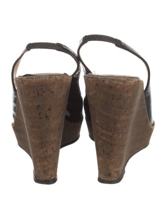 Christian Louboutin Patent Leather Colorblock Pattern Slingback Pumps